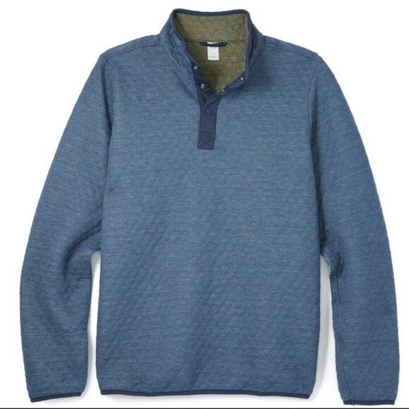 Quilted Corbet Reversible Pullover - Marine Layer - Navy/Green Men's Medium - Picture 2 of 7
